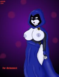 2014 areola breasts busty cleavage dc dc_comics dcau erect_nipples female nipples quasar quasar_(artist) rachel_roth raven_(dc) straight_hair teen_titans voluptuous