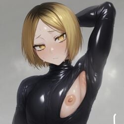 blonde_hair breasts femboy haikyuu!! kenma_kozume rubber