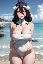 ai_generated albedo_(overlord) beach big_breasts bikini overlord overlord_(maruyama) succubus thick_thighs waifu