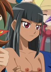 areolae black_hair breasts dark-skinned_female dark_skin edited female julia_krystal kotsu_masumi long_hair medium_breasts nipples nude nude_filter photoshop solo yu-gi-oh! yu-gi-oh!_arc-v