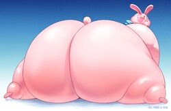 anthro ass barefoot big_(disambiguation) big_butt buckteeth cute disney female fun_bun gillpanda huge_butt hyper hyper_butt lagomorph long_ears lying mammal nude obese obese_male on_front on_ground overweight presenting presenting_hindquarters rabbit ralph_breaks_the_internet rosy_cheeks solo spread_legs spreading sweat teeth thick_thighs wreck-it_ralph