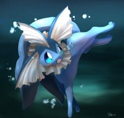 blue_eyes blue_skin blush bubble pokemon vaporeon