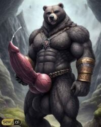 ai_generated anthro anthrofied bear beast huge_cock knotted_penis male monster monster_cock muscular_male werebear