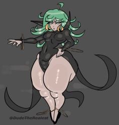 ass_bigger_than_head belly belly_button big_ass big_earrings big_thighs body_jewelry bracelet bracelets brat bratty clothed clothed_female dudetherealest_(artist) hourglass_figure huge_ass huge_thighs one-punch_man small_breasts small_tits solo solo_female solo_focus stomach tatsumaki voluptuous voluptuous_female