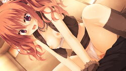 areolae blush breasts breasts_out cat_ears cat_paws censored cowgirl_position fake_animal_ears female game_cg highres inaba_meguru kobuichi legs long_hair looking_down lying muririn nipples open_mouth orange_hair panties panties_aside penis pussy red_eyes sanoba_witch sex sitting sitting_on_person small_breasts sweat thighs tied_hair twintails underwear vaginal_penetration