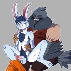 bunny furry gay gay_domination oc original_character penis pigeon rabbit rabbit_humanoid sitting_on_lap smuttales