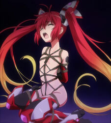 bow canon_genderswap edited female flat_chest hairbow mitsuka_souji nipples nude nude_filter ore_twintail_ni_narimasu photoshop red_eyes red_hair rope tail_red tied_hair twintails