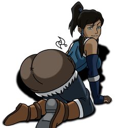 1girls ass avatar_legends blue_eyes bubble_butt clothing dark-skinned_female dark_skin dat_ass female female_only human korra large_breasts omarsin solo the_avatar the_legend_of_korra water_tribe