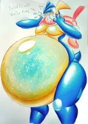 ayaxstudio greninja inflation water_inflation breasts big_breasts huge_breasts thick_thighs wide_hips tagme pokemon pokemon_(species) cleavage moobs
