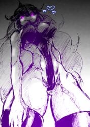 hex_maniac sketch purple_eyes lingerie down_view pussy pussy_focus clothing