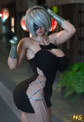 1girls 3d android ass big_ass big_breasts big_nipples breasts curvaceous female female_only hagiwara_studio large_areolae nier nier:_automata nier_(series) puffy_nipples robot_girl sexbot solo solo_female tagme thick_thighs white_hair yorha_2b