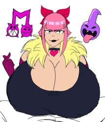 big_breasts black_lipstick brawl_stars female girl hyper melodie_(brawl_stars) melodie_note_(brawl_stars) momiji_(artist) pink_hair smile straight supercell tagme