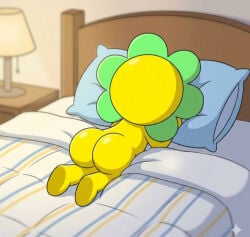 ai ai_art ai_generated anthro_flower ass bed bedroom booty butt cringe daffa_the_flower drzoely fanart female flower flower_girl naked naked_female no_clothes nude nude_female pillow sexy_flower sexy_girl showing_booty showing_butt toony wtf yellow_body