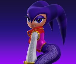 3d 3d_render ass_focus bent_forward blue_eyes curvy_figure eyeshadow jester jester_hat jsibrowsing nights nights_into_dreams render sharp_teeth suggestive