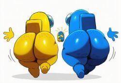 2boys ai_generated among_us among_us_blue among_us_yellow ass ass_focus big_ass big_butt blue_body blue_skin butt butt_focus crewmate_(among_us) cute cute_male femboy femboy_only freckled_butt freckles freckles_on_ass gay gay_male holding_hands kiwispinda male male_only walking white_background xxieshenda yellow_body yellow_skin