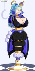 1girls angry angry_face big_breasts blue_clothing blue_hair bondage chess chess_piece choker commission dress fancy_clothing female female_focus female_only gold_(metal) gold_jewelry huge_breasts midnightundying_(artist) nefertari_vivi one_piece pearls queen rope rope_bondage royal stuck textless tied_up tight_bondage