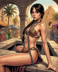 actress ai_generated celebrity desert jenna_ortega slave slave_bikini slave_leia_(cosplay) slavekini star_wars