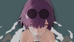 1boy 1boy1girl 1girls 3d animated damo_inishiro deepthroat eyes_rolling_back glasses glasses_on_head honkai:_star_rail honkai_(series) hoyoverse kafka_(honkai:_star_rail) light-skinned_female light-skinned_male nude nude_female nude_male oral oral_penetration oral_sex purple_eyes purple_hair slurping sound straight tagme thrusting video water