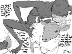 4:3 bestiality black_and_white bodily_fluids body_horror bovid caprine cutaway dialogue doggystyle drooling duo english_text exposed_muscle eyeless female feral from_behind_position humanoid male male/female mammal monochrome monster onomatopoeia penetration qwaxi~lixard realistic_feral saliva sex sheep sound_effects text vaginal vaginal_penetration vaginal_tugging warts