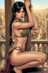 actress ai_generated celebrity jenna_ortega princess_leia_organa slave slave_bikini slavekini star_wars