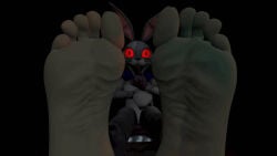 3d 3d_artwork 3d_model artwork_(digital) barefoot costume cunnimaca feet female five_nights_at_freddy's five_nights_at_freddy's:_security_breach foot_fetish mask open_mouth red_eyes scott_cawthon scottgames shushing soles soles_fetish solo toes vanny vanny_(fnaf)