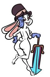 mighty_magiswords female cartoon_network danelda tagme gold-white-kott rabbit rabbit_ears rabbit_girl bunny_ears bunny_girl bunny rabbit_tail bunny_tail naked nude naked_female nude_female top_hat top_hat_only hat hat_only sword weapon posing looking_back looking_at_viewer breasts ass big_ass butt big_butt gloves