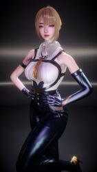 1girl 1girls 2026 3d 4k armpits asian asian_female bare_shoulders big_breasts blonde_female blonde_hair breasts choker chromatic_aberration clothed clothing crashbanditkut depth_of_field evelyn_chevalier eyebrows eyelashes eyeshadow female female_only gloves hair half-closed_eyes heels hi_res high_resolution highres hoyoverse human light-skinned_female light_skin lips lipstick long_eyelashes looking_at_viewer makeup mascara medium_hair mihoyo necktie pants purple_eyes self_upload shirt simple_background smile smiling smiling_at_viewer solo solo_female solo_focus standing straight thick thick_thighs thighs tight_clothes tight_clothing video_game_character virt-a-mate virtamate young young_female zenless_zone_zero