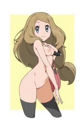 1girls areolae artist_request black_legwear black_thighhighs blonde_hair border breasts edited female female_only hi_res human human_only ia_(ilwmae9n) light-skinned_female light_skin long_hair looking_at_viewer navel nipples nude nude_female outside_border pokemon pokemon_xy pussy serena_(pokemon) serena_(pokemon_games) sexy simple_background smile solo thighhighs thighs very_long_hair white_border