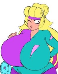 2026 2d 2d_(artwork) big_breasts blonde_hair brawl_stars breasts charlie_(brawl_stars) female hyper momiji_(artist) solo_female workout_charlie_(brawl_stars)