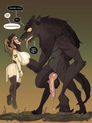 absurd_res animal_genitalia animal_penis anthro anthro_dominating_humanoid areola big_areola big_breasts big_nipples breasts canid canid_on_humanoid canine canine_genitalia canine_on_humanoid canine_penis clothed clothed_female clothing dialogue duo elf english_text female femsub genitals hi_res holding_partner huge_breasts hyper hyper_breasts imminent_sex inner_ear_fluff interspecies jack_cayless knot knotted_penis light-skinned_female male male/female male_anthro/female_humanoid mammal monster mythological_canine mythological_creature mythology nipples nude_male off_the_ground penis questionable_consent rapscallion size_difference speech_bubble story story_in_description text tongue tongue_out tuft vein veiny_penis werecanid werecanine werecreature werewolf yellow_sclera