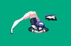 m.u.g.e.n under_night_in-birth orie_ballardiae orie_ballardiae_harada jack-o_pose half_naked bottomless bottomless_female hairband headband kneehighs kneesocks thighhighs thigh_highs thigh_socks thighs thick_thighs thick_ass thick_legs ass ass_focus ass_cleavage ass_out clothed_upper_body pixel_art sprite sprite_edit gettag partially_clothed partially_clothed_female solo solo_focus solo_female no_background reference_image blue_eyes blue_hair blue_clothing 2d 2d_(artwork) 2d_artwork exposed_ass exposed_butt booty hi_res highres high_resolution alternate_version_available
