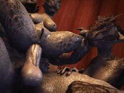 1boy 2girls 3d alien anal anal_sex animated anus argonian balls breasts cavafly01 crossover female femsub flash halo_(series) male male_sangheili_(halo) maledom nipples nude oral penetration penis pussy sangheili scalie sex straight the_elder_scrolls uncensored