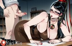 age_difference ai_generated bayonetta bayonetta_(character) black_hair cum mother_and_child mother_and_son school_uniform size_difference small_penis teacher teacher_female yuri-jin