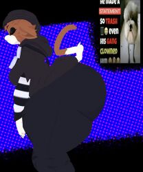 anaroth ass beanie breasts brown_fur cat_ears cat_girl cat_tail dumptruck_ass eyes_closed fortnite headgear hoodie huge_breasts meme meow_skulls_(nonarycubed) meowskulls palmtreerothic pants side_profile side_view slim_waist tagme thick_thighs thunder_thighs tight_clothing white_fur wide_hips