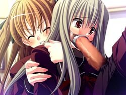 2girls akaten assisted_rape bi_domination bisexual blush bondage brown_eyes brown_hair censored dieselmine fellatio forced gag kurozumi_kirie motto!_seieki_tairyou_chuunyuu! multiple_girls open_mouth_gag oral penis rape red_eyes ring_gag school_uniform silver_hair sugimoto_aiko