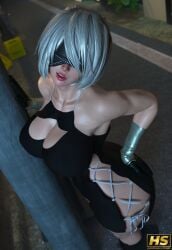 1girls 3d android ass big_ass big_breasts big_nipples breasts curvaceous female female_only hagiwara_studio large_areolae nier nier:_automata nier_(series) puffy_nipples robot_girl sexbot solo solo_female tagme thick_thighs white_hair yorha_2b