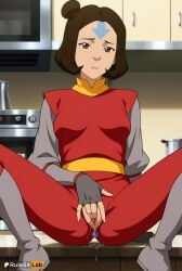 1girls ai_generated anal anal_object_insertion avatar_legends bodysuit boots breasts brown_eyes brown_hair facial_mark female female_masturbation female_only fingering fingerless_gloves gloves grey_footwear hair_bun hi_res jinora kitchen looking_at_viewer masturbation medium_breasts nickelodeon nicktoons object_insertion pussy pussy_juice rule34lab short_hair sitting solo spread_legs the_legend_of_korra