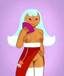 1girls 2d 2d_(artwork) artist_name artist_signature artist_upload blue_hair blush blushing_at_viewer brown_nipples brown_skin brown_skinned_female cookie_run cookie_run_kingdom cookie_run_ovenbreak exposed_breasts exposed_pussy exposing_breasts exposing_pussy exposing_self fan female full_color gijinka hairless_pussy hanbok handheld_fan highres humanization humanized kumiho kumiho_cookie lifting_own_clothes lifting_skirt long_hair looking_at_viewer medium_breasts pussy red_eyes self_upload skirt skirt_lift smile smiling smiling_at_viewer solo solo_female solo_focus tan_nipples tan_skin tanned_female tanned_skin topless topless_female velnsfw video_game_character watermark whiskers