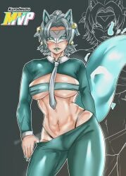 ami_han animal_ears asian_female bodysuit busty_female chromatic_aberration green_clothing high_heel_boots kurodeuzu large_ass marvel marvel_comics marvel_rivals masked_female png red_lipstick render sharp_nails silver_clothing silver_hair two-tone_bodysuit white_eyes white_fox_(marvel) white_fox_(marvel_rivals) white_gloves