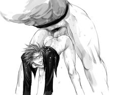 2boys anal ass bent_over big_dom_small_sub blush bottomless dripping earrings erection eyeshield_21 from_behind gaou_rikiya gay harikonotora huge_cock huge_insertion hyper large_insertion male male_only male_penetrating malesub marco_reiji monochrome multiple_boys multiple_males nipples open_clothes open_mouth open_shirt penis rape set sex_slave size_difference slave slaveboy sweat translated yaoi