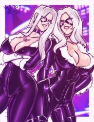 2025 2girls alluring big_breasts black_cat_(marvel) black_cat_(spider-man:_the_animated_series) blue_eyes bodysuit breasts bursting_breasts choker collar color colored curvaceous curvaceous_body curvaceous_female curvaceous_figure curvaceous_hips curvy curvy_body curvy_female curvy_figure curvy_hips earrings enticing felicia_hardy female gloves high_resolution highres hips huge_breasts large_breasts light-skinned_female light_skin looking_at_viewer marvel marvel_comics mask masked masked_female massive_breasts nico_artooo pinup red_lipstick seducing seductive seductive_look shiny shiny_breasts shiny_clothes shiny_skin skin_tight smile smiling smiling_at_viewer spider-man_(series) superheroine tattoo teasing teasing_viewer temptation tempting tempting_viewer thick thick_breasts thick_hips thick_thighs tight_clothes tight_clothing voluptuous voluptuous_female wide_hips zipper