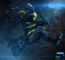 abs anthro aquatic armband aroused aroused_male bag barazoku biceps big_muscles big_pecs big_penis black_bodysuit black_boots black_clothing black_footwear black_gloves black_handwear black_skinsuit blue_bodysuit blue_clothing blue_skinsuit bodysuit boots brick brick_background brick_wall burglar burglary clothing crime criminal defiant elbow_pads erection fish footwear fugitive genitals gesture gloves glowing glowing_eyes hand_gesture handwear heist hi_res jumping knee_pads legband looting male manly mask masked_male middle_finger money money_bag muscular muscular_anthro muscular_arms muscular_male muscular_thighs night pecs penis penis_poking_out penis_through_fly presenting presenting_body presenting_penis public public_erection rebel robber robbery robbing running satchel shark shoes skinsuit solo spotlight stealing tactical tactical_belt tactical_gear tactical_gloves tail taunting thick_arms thick_thighs thief thug tight_clothing tight_skinsuit todex tough_guy unzipped unzipped_bodysuit unzipped_clothing wall_(structure) wearing_mask yellow_bodysuit yellow_clothing yellow_skinsuit zipper