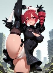 1girls 2026 ahoge ai_generated anime ass big_breasts black_dress black_footwear black_gloves black_thighhighs blush boots breasts buttocks cameltoe cleavage cleavage_cutout clothing_cutout cosplay covered_eyes covered_nipples crossover dress drill_hair eye_contact feather-trimmed_sleeves female female_focus female_only flower flushed from_behind full_body gloves hair_accessory hair_flower hair_ornament handwear high_heel_boots high_heels highres huge_breasts juliet_sleeves kasane_teto large_breasts leg_up leotard long_sleeves looking_at_viewer nier nier:_automata nier_(series) nsfw outdoors parted_lips partially_visible_vulva patreon patreon_username puffy_sleeves red_eyes red_hair rognezart shiny solo split standing standing_on_one_leg standing_split sweat sweaty thick_thighs thigh_boots thigh_gap thighhighs thighhighs_under_boots thighs twin_drills vocaloid watermark web_address white_leotard yorha_2b_(cosplay) yorha_no._2_type_b