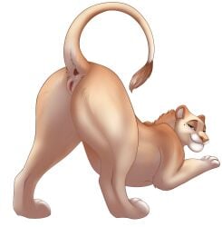 absurd_res animal_genitalia animal_vulva bedroom_eyes belly bite calpurnia chest_down_ass_up felid feline_genitalia feline_vulva female feral fur genitals head_down_ass_up heymayaart hi_res lion lion_ears looking_at_viewer looking_atviewer looking_back looking_back_at_viewer mammal mole(marking) narrowed_eyes neck_scruff pantherine pawbs pawpads paws presenting purple_eyes quadruped raised_tail rear_view seductive signature solo tail tail_tuft tan_body tan_fur tuft vulva white_belly