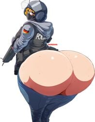 1girls ass ass_freckles big_ass big_butt blonde_hair female freckles gigantic_ass huge_ass iq_(rainbow_six) police presenting_hindquarters rainbow_six rainbow_six_siege revealing_clothes tight_clothing tom_clancy vhsdaii