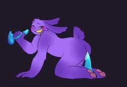 anal anal_sex animated anthro anus ass blue_dildo bodily_fluids cum dildo dildo_in_ass dildo_insertion drooling genital_fluids glitch_productions hi_res jax_(tadc) lagomorph leporid male male_only mammal masturbation object_in_ass pawpads penetration purple_body rabbit saliva sex_toy sex_toy_in_ass sex_toy_insertion sinfoldsystembreach solo the_amazing_digital_circus training violetfieldz yellow_eyes