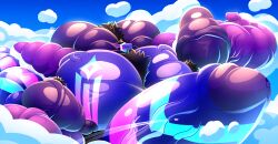 absurd_res anthro big_muscles big_neon_dragon big_penis genitals hairy hi_res huge_cock huge_muscles hyper hyper_genitalia hyper_muscles hyper_penis machine macro male muscular penis protogen sky solo vein
