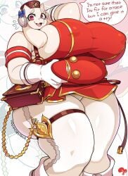 1girls 2_horns anthro belly big_breasts biped bovid breasts breasts_bigger_than_head caprine clothed clothed_anthro clothed_female clothing cosplay crossover crossover_cosplay cygames dialogue english_text eyebrows eyelashes female female_anthro female_only flesh_fang genitals gold_ship_(umamusume) gold_ship_(umamusume)_(cosplay) hi_res horn huge_breasts krokobyaka large_breasts long_ears mammal mature_anthro mature_female milf nipple_outline pupils red_clothing smile solo speech_bubble text thick_thighs thighs_bigger_than_head toriel umamusume undertale undertale_(series) vulva zoom_layer zoom_layerhi_res