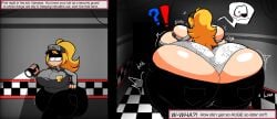 ass ass_expansion big_breasts breast_expansion breasts cursed_goons expansion female female_only five_nights_at_freddy's five_nights_at_frickbears huge_ass huge_breasts hyper_ass hyper_breasts solo underwear vanessa_(fnaf) wardrobe_malfunction