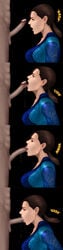 blue_eyes bodysuit brown_hair capcom faceless_male fellatio female human jill_valentine jill_valentine_(amra_sila) licking male oral penis penis_awe ponytail resident_evil resident_evil_revelations saliva straight tied_hair tongue uncensored untitled video_games